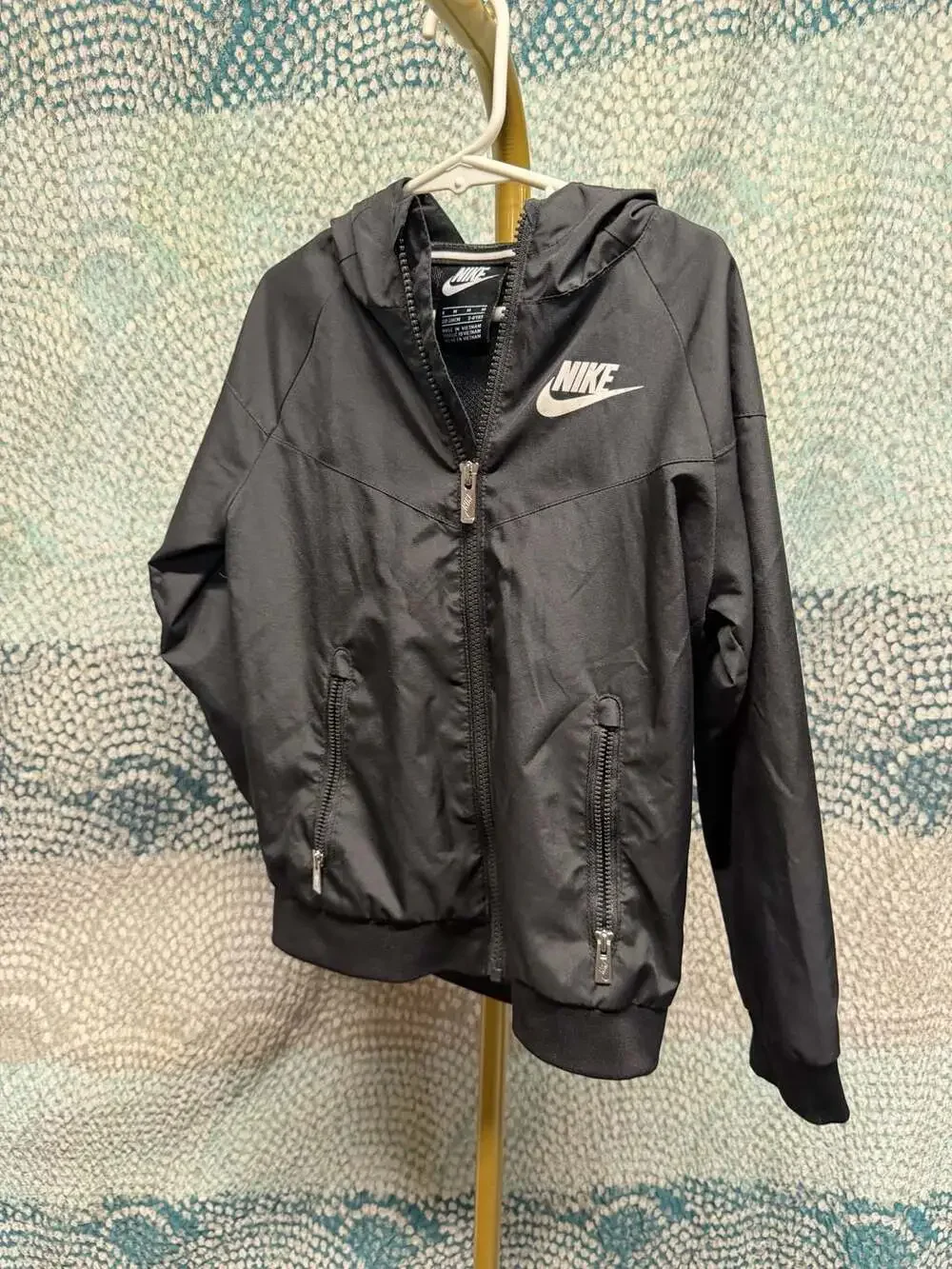 Nike Boys Full Zip Windbreaker Jacket Black